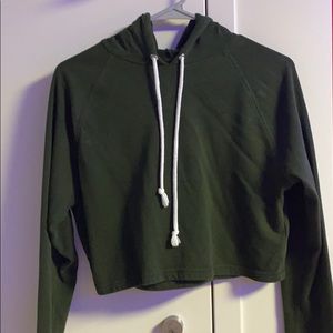 Army green crop sweater